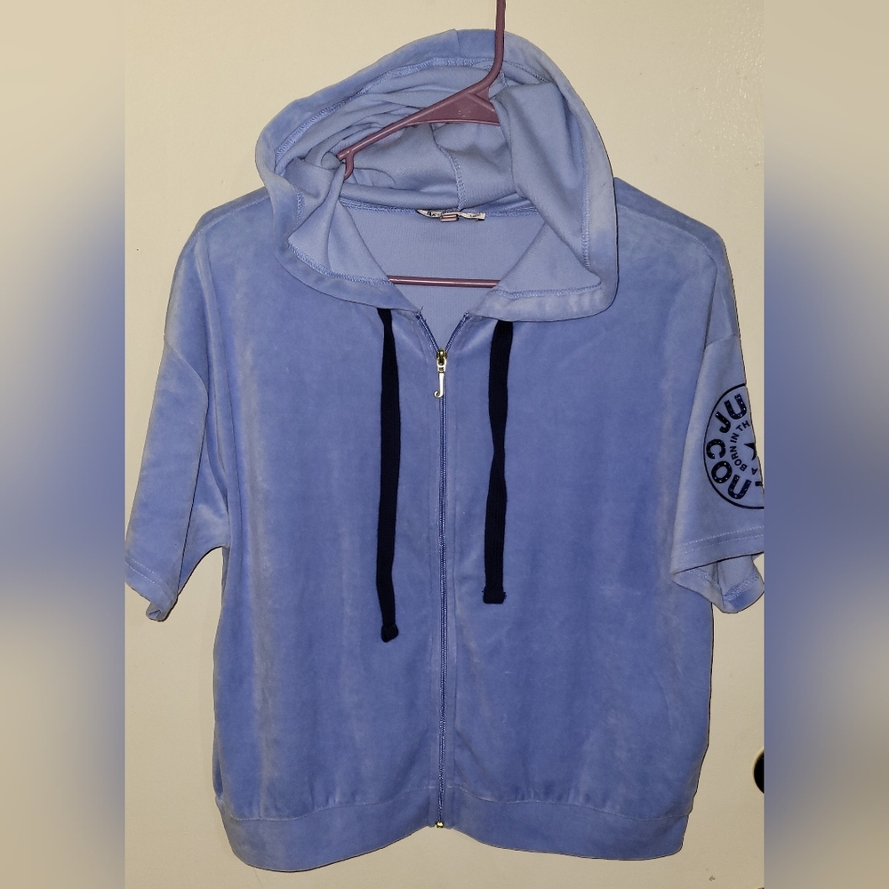 Juicy Couture Y2K Vintage Velour Blue Short Sleeve Jacket NWT Size XS